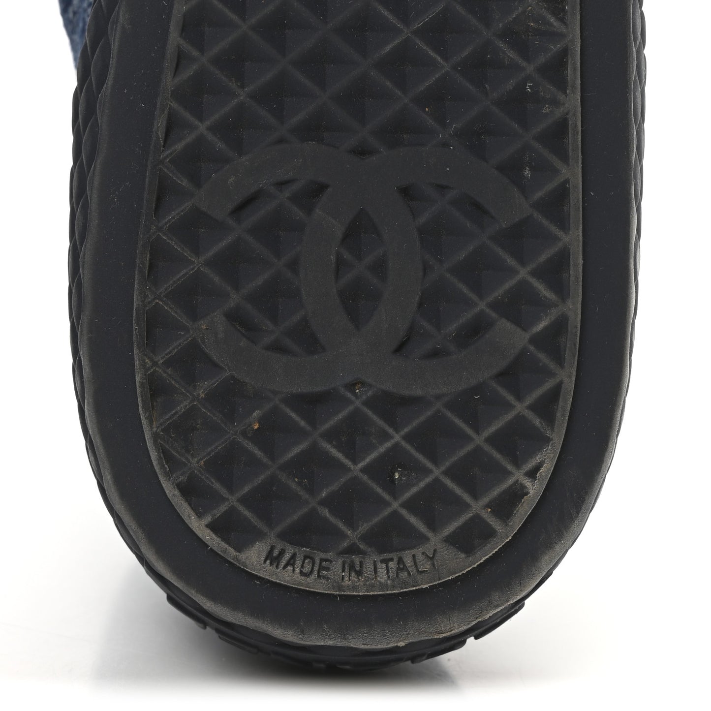 Printed Denim Quilted High Top Sneakers 37.5 Dark Blue