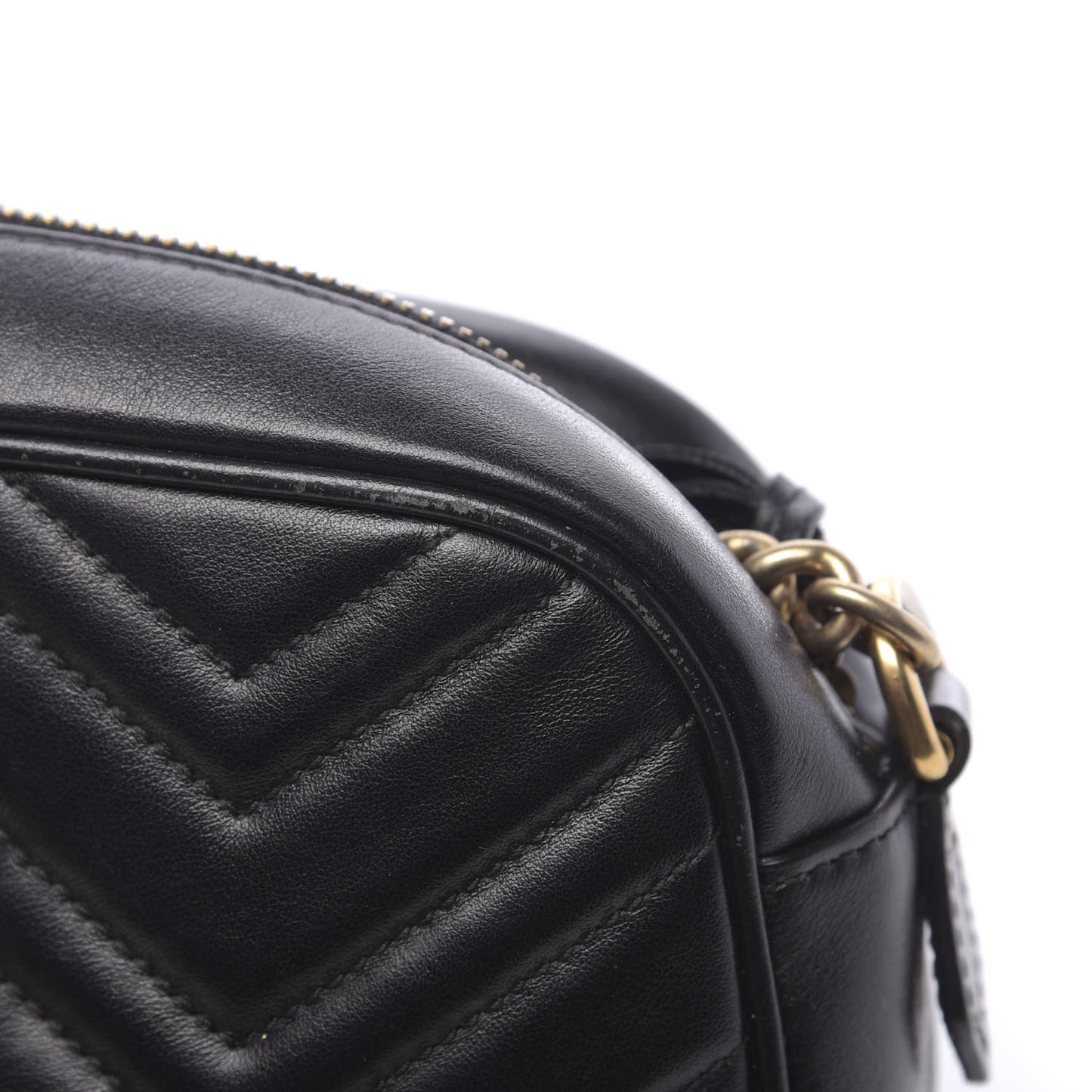 Calfskin Matelasse Small GG Marmont Chain Shoulder Bag Black
