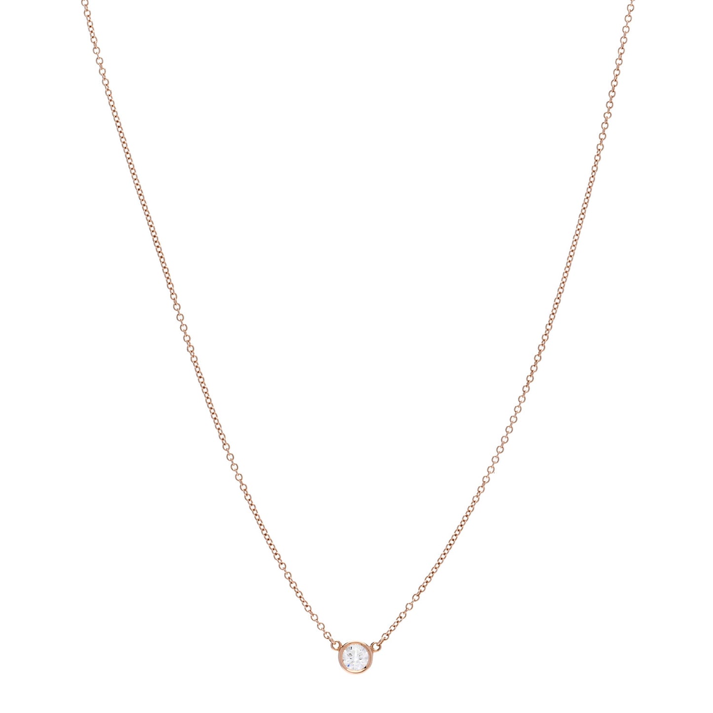 18K Rose Gold Diamond .24ct Elsa Peretti Diamonds by the Yard Pendant Necklace