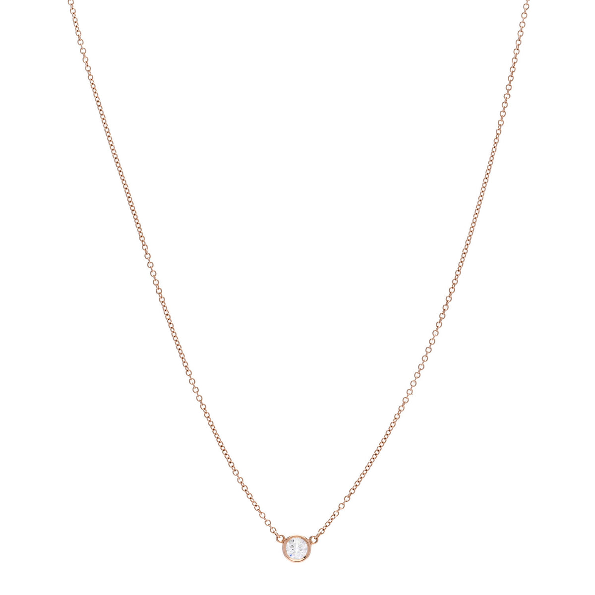Tiffany 18K Rose Gold Diamond .24ct Elsa Peretti Diamonds by the Yard Pendant Necklace 1 of 6