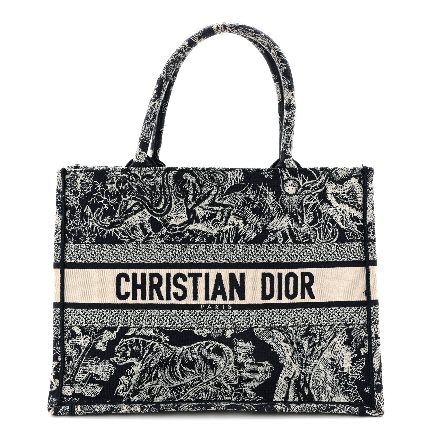 Christian Dior Canvas Embroidered Medium Dioriviera Toile De Jouy Book Tote Blue 1 of 11