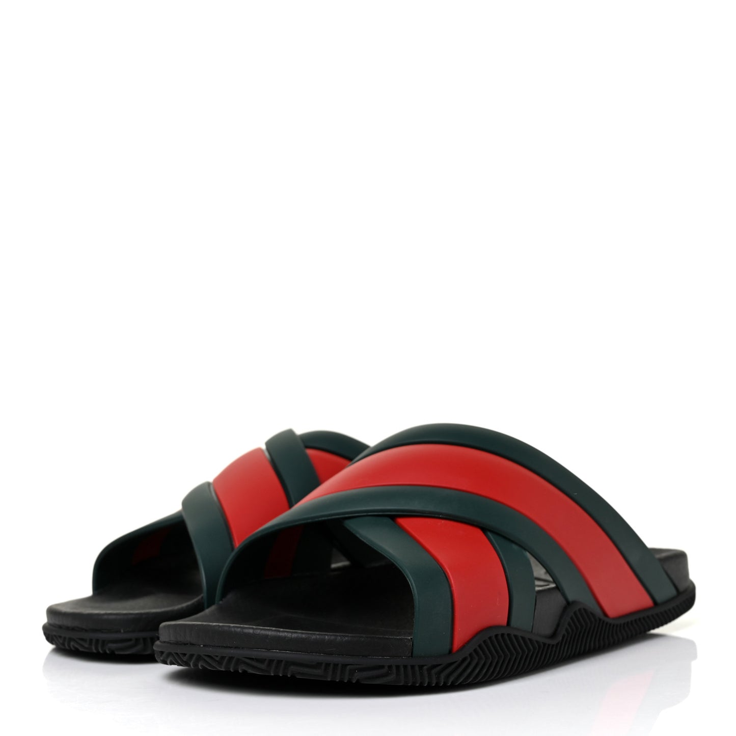 Rubber Web Womens Criss Cross Slide Sandals 38 Green Red