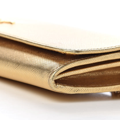 Prada Saffiano Metal Oro Chain Wallet Platino 10 of 11