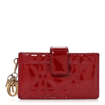 Christian Dior Patent Cannage Lady Dior 5-Gusset Card Holder Scarlet 1 of 8