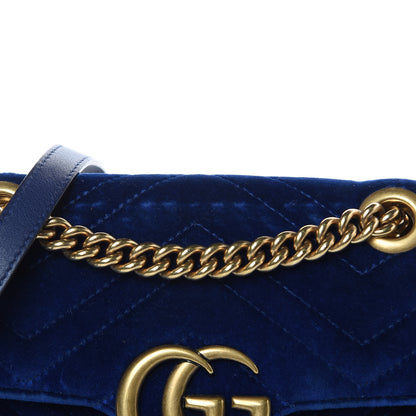 Gucci Velvet Matelasse Mini GG Marmont Shoulder Bag Cobalt Blue 12 of 12