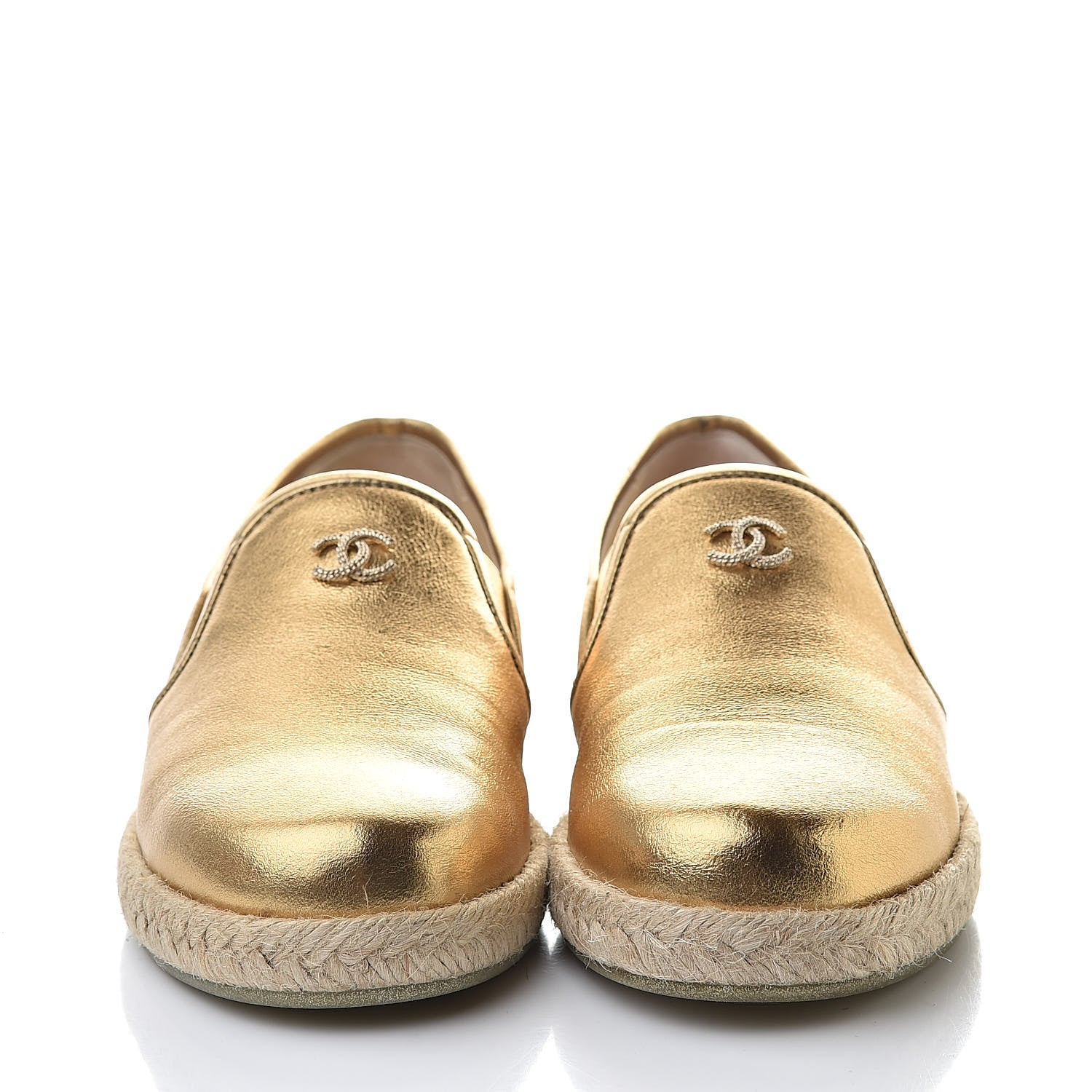 Chanel Metallic Lambskin CC Loafers 36 Gold 2 of 9