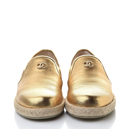Chanel Metallic Lambskin CC Loafers 36 Gold 2 of 9