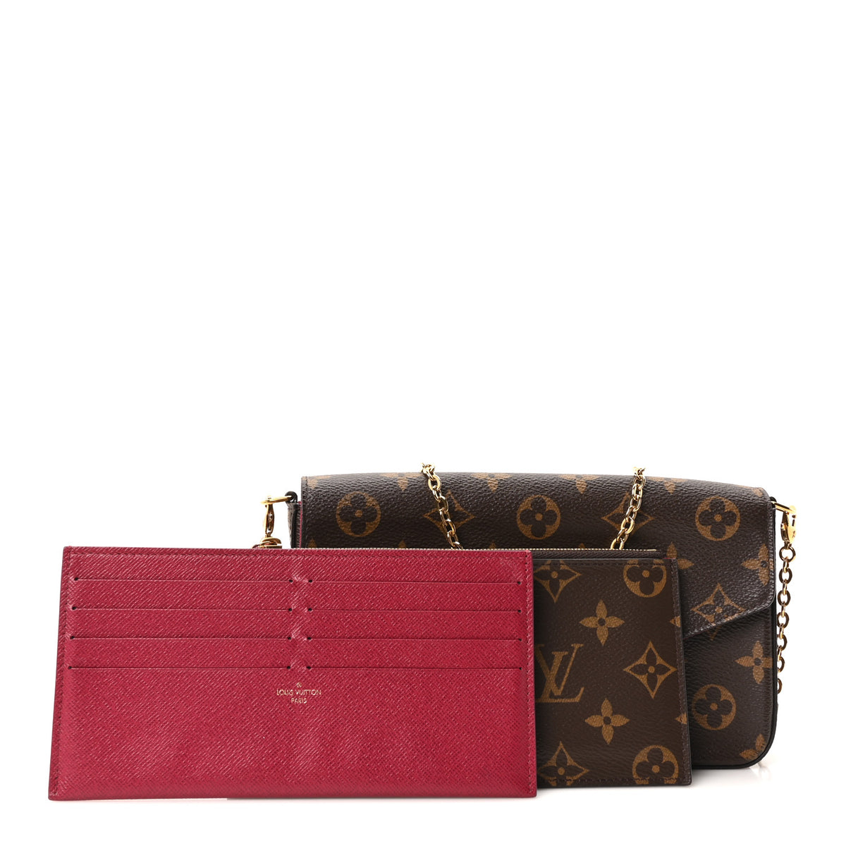 Monogram Pochette Felicie Chain Wallet Fuchsia