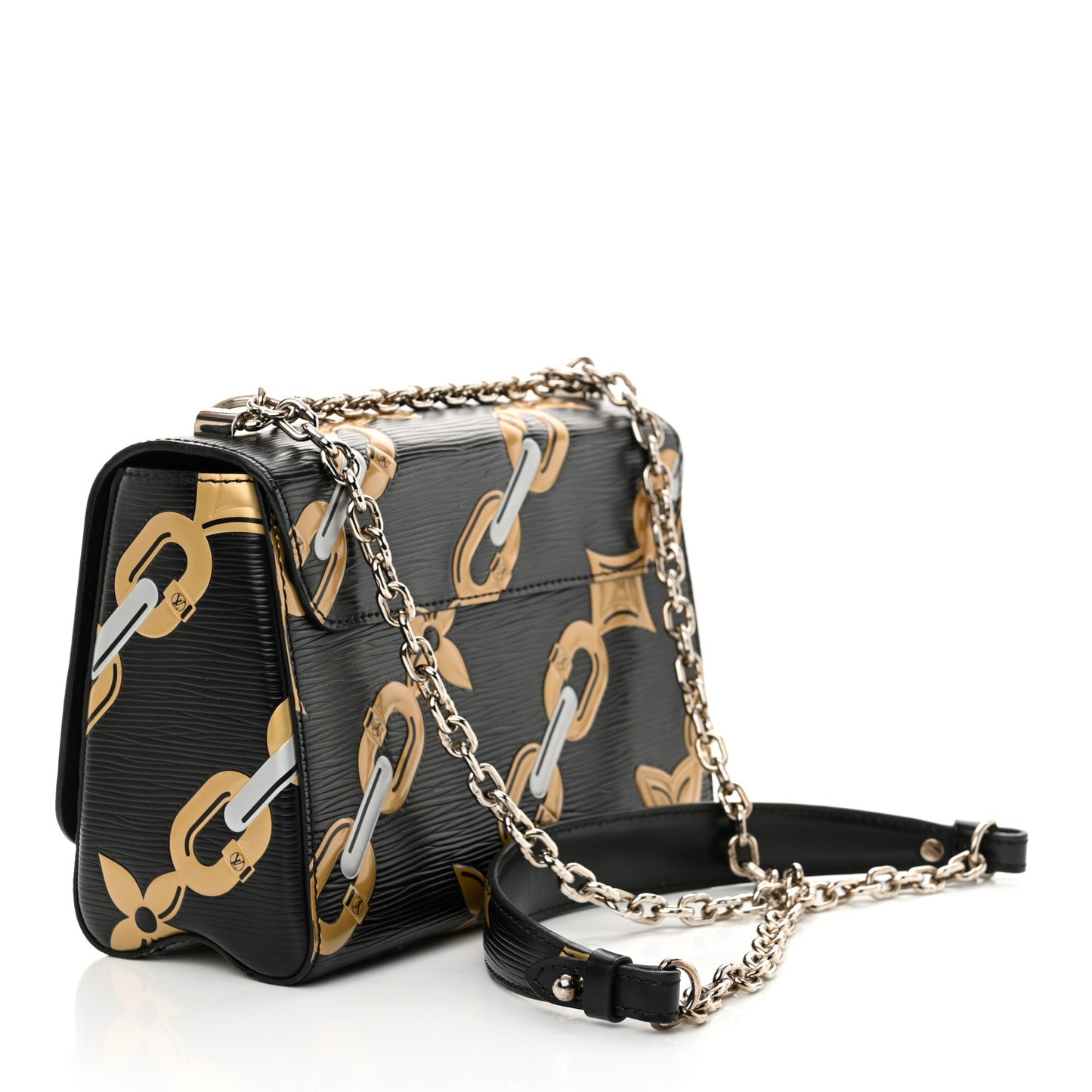 Epi Chain Flower Twist Shoulder Bag MM Black