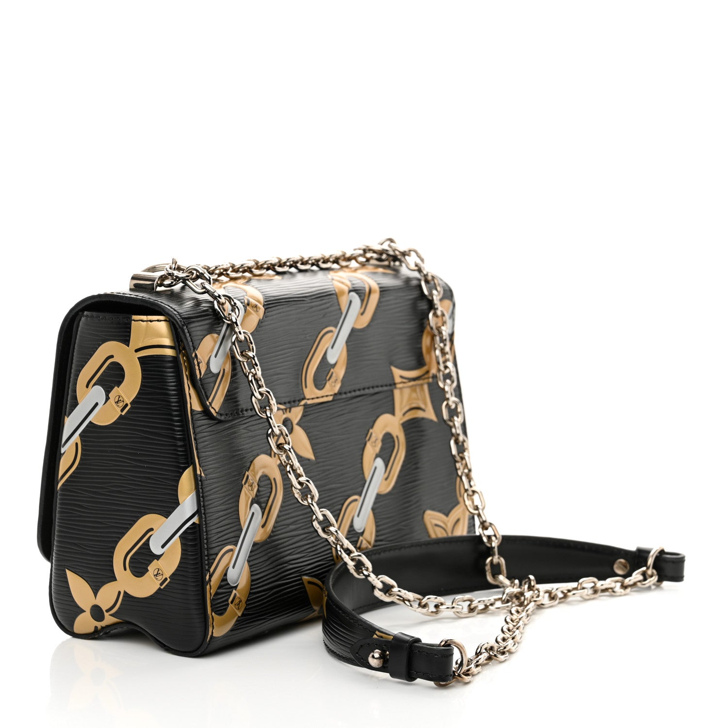 Louis Vuitton Epi Chain Flower Twist Shoulder Bag MM Black 4 of 13