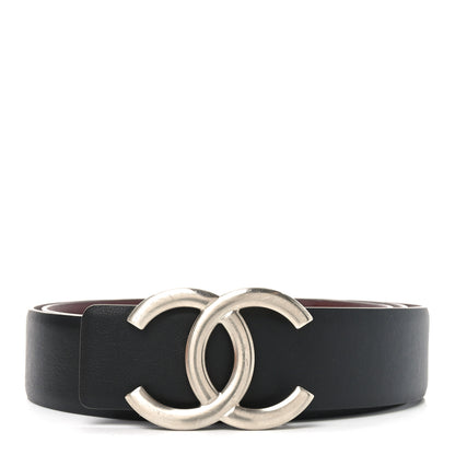Chanel Calfskin CC Reversible 90 36 Belt Black Burgundy 1 of 6