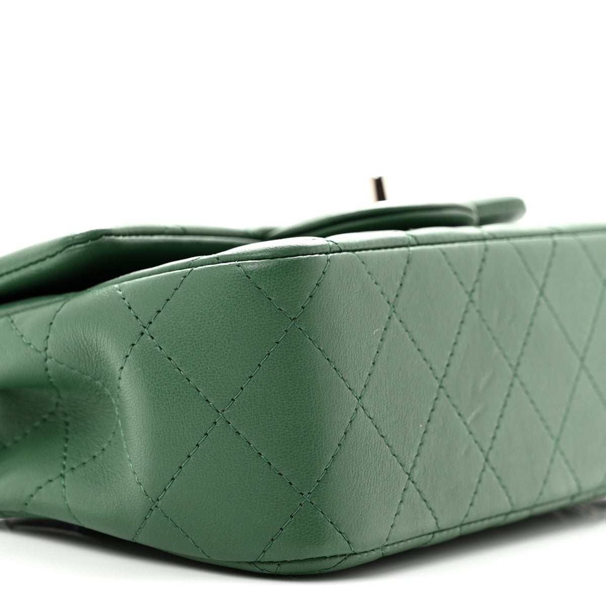 Lambskin Quilted Mini Rectangular Flap Green