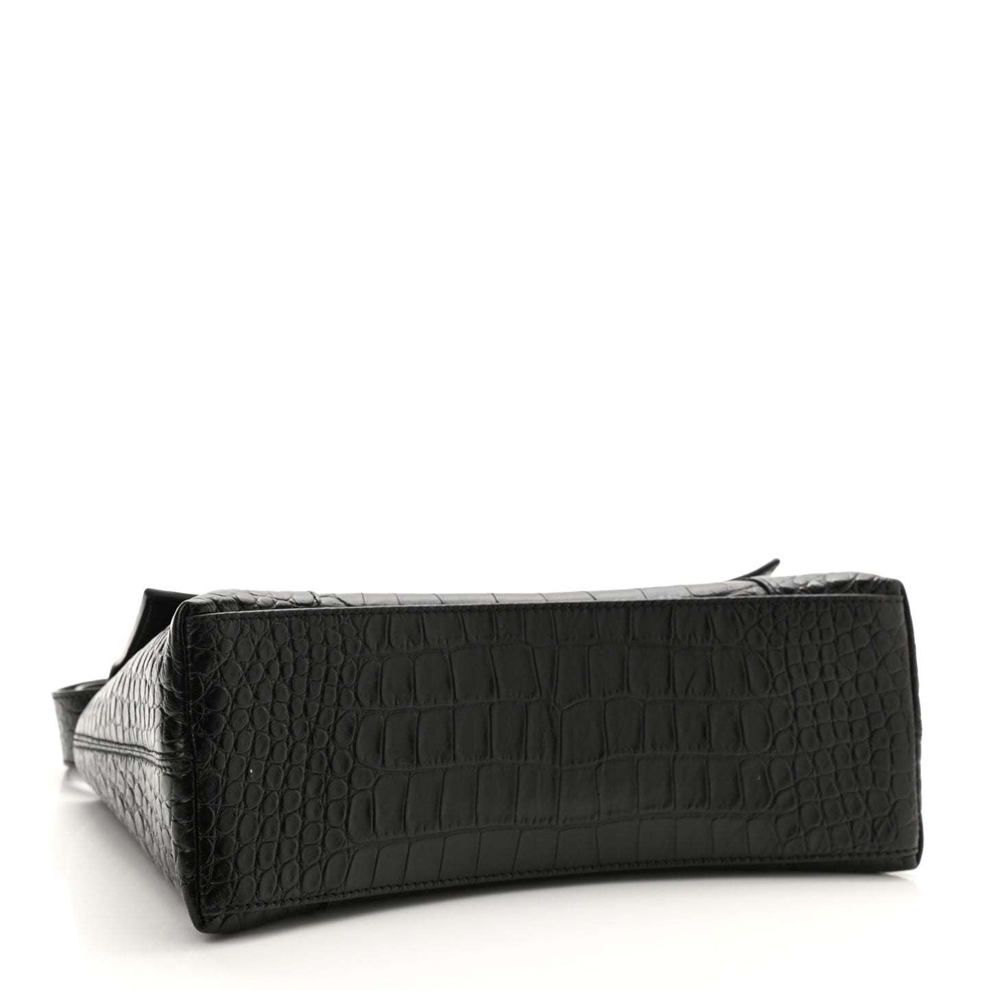 Extra Supple Calfskin Crocodile Embossed Monochrome Small Downtown Shoulder Bag Black