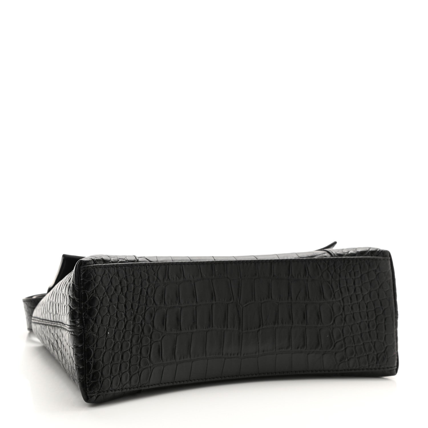 Balenciaga Extra Supple Calfskin Crocodile Embossed Monochrome Small Downtown Shoulder Bag Black 4 of 8