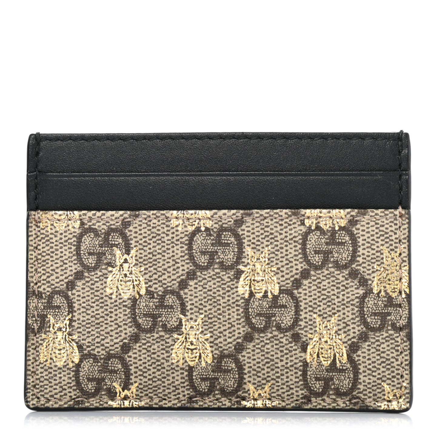 GG Supreme Monogram Bees Card Holder Black
