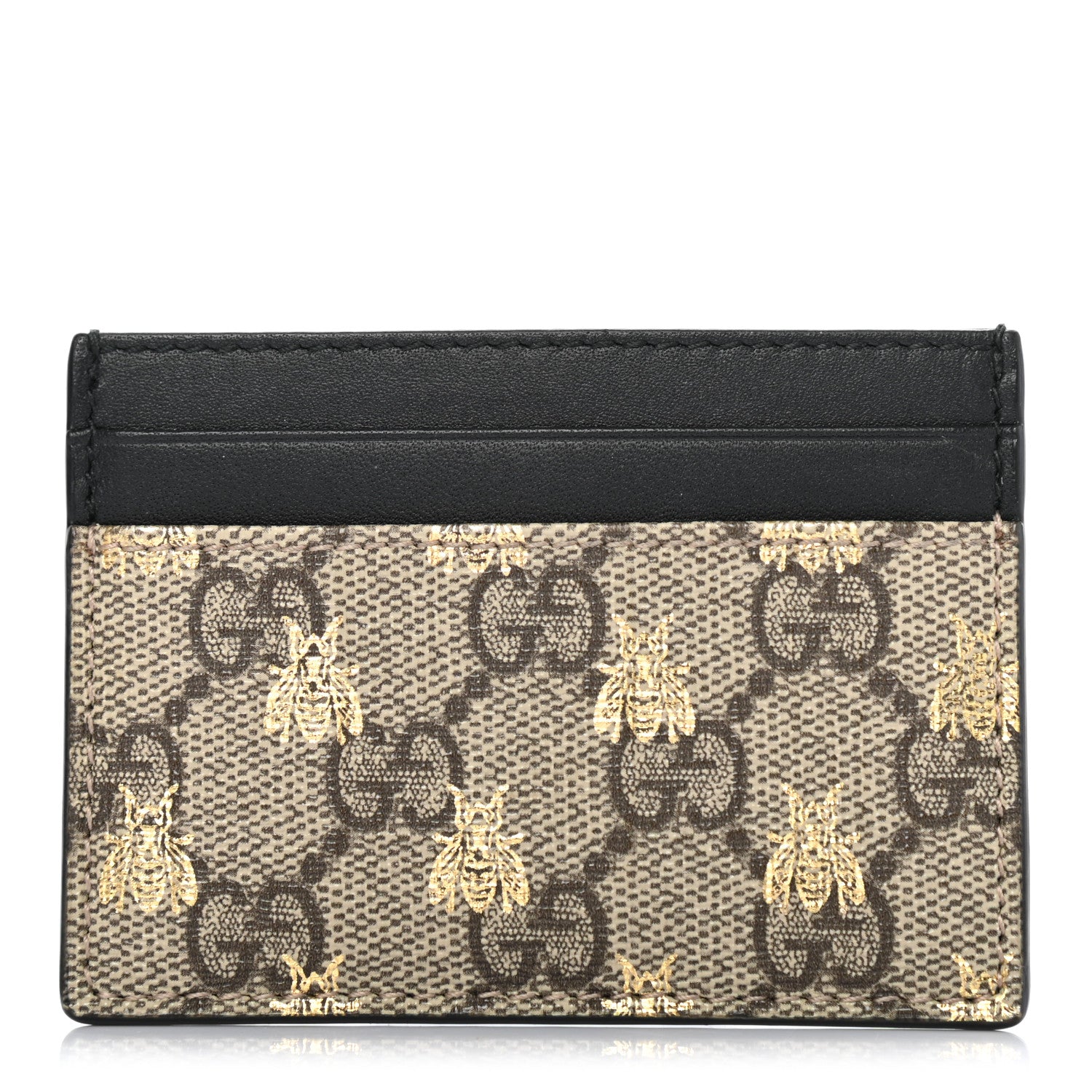 Gucci GG Supreme Monogram Bees Card Holder Black 1 of 6