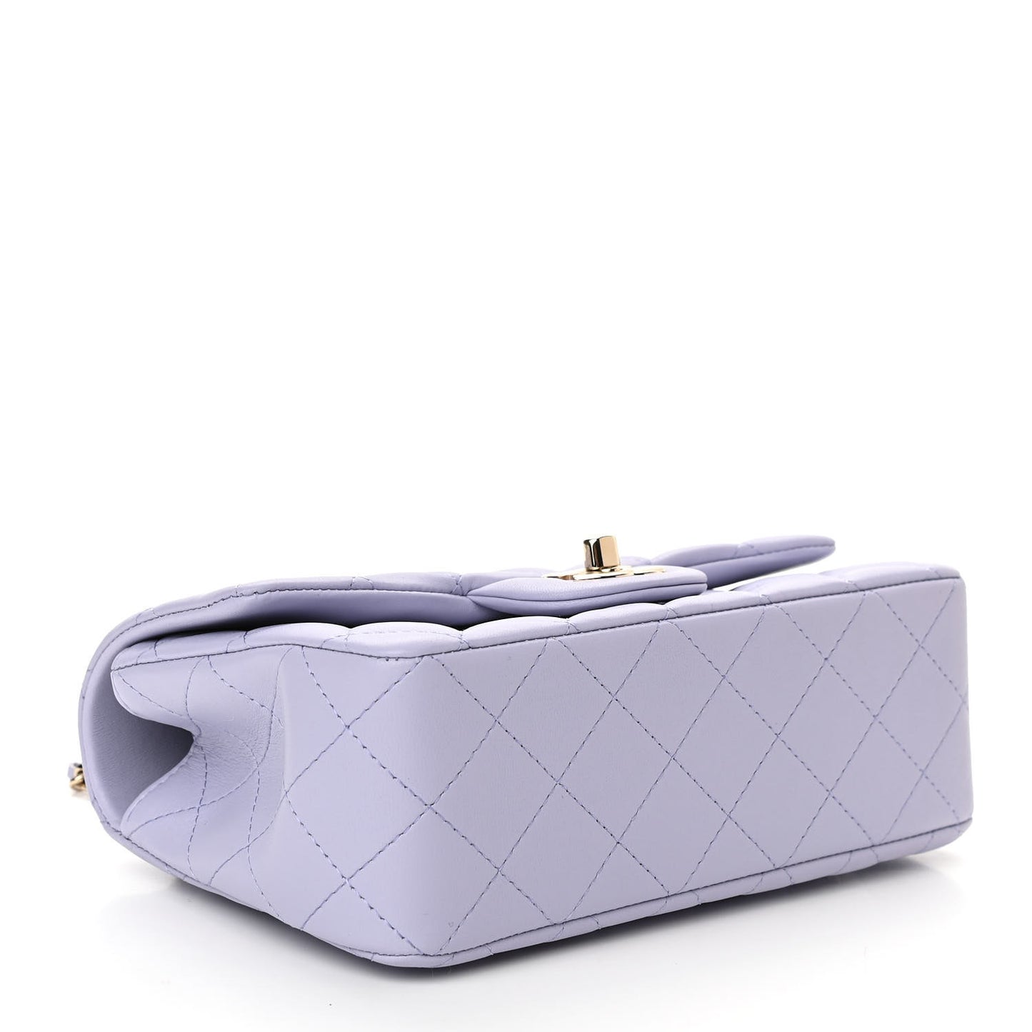 Lambskin Quilted Mini Top Handle Rectangular Flap Light Purple