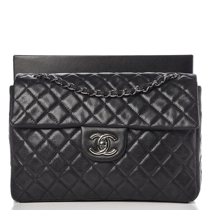 Chanel Washed Caviar Quilted Maxi Single Flap Black 10 of 10