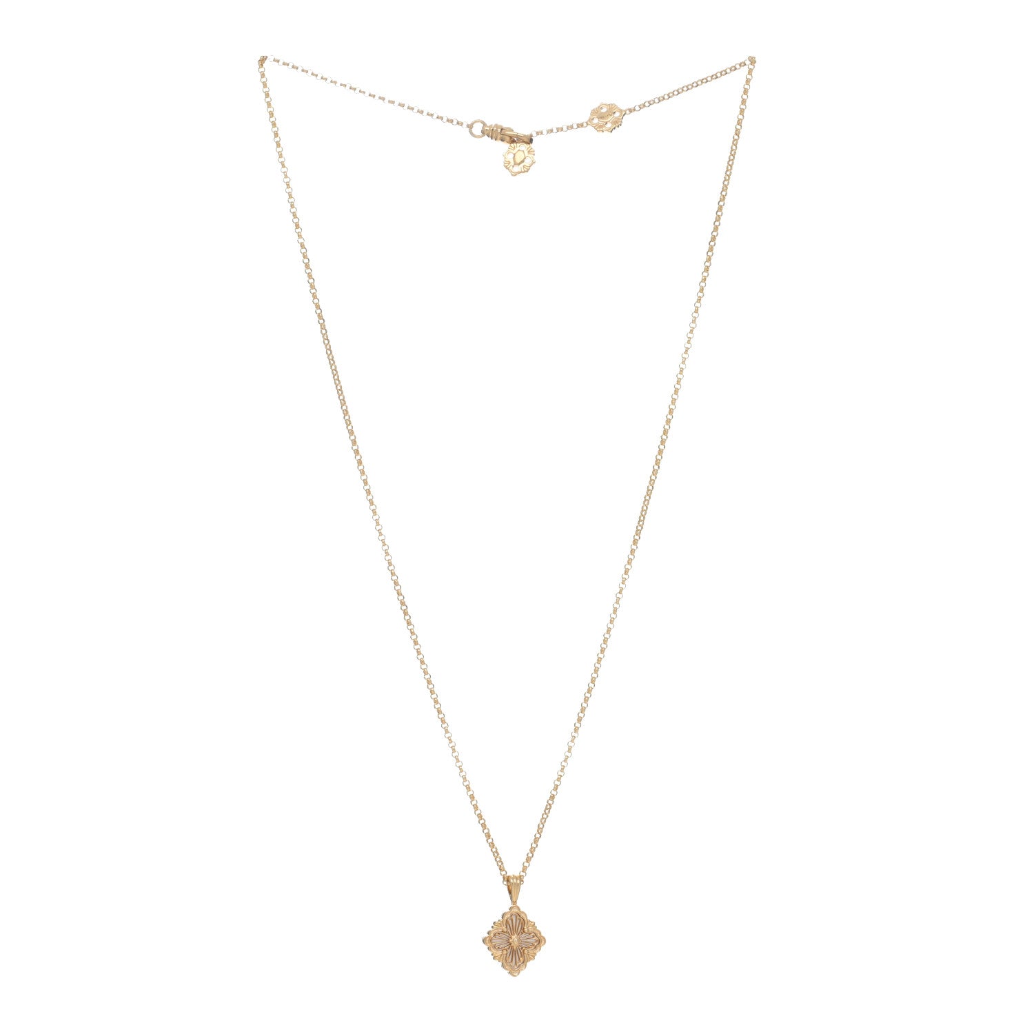 Buccellati 18K Yellow Gold Mother of Pearl Small Opera Tulle Pendant Necklace 2 of 5