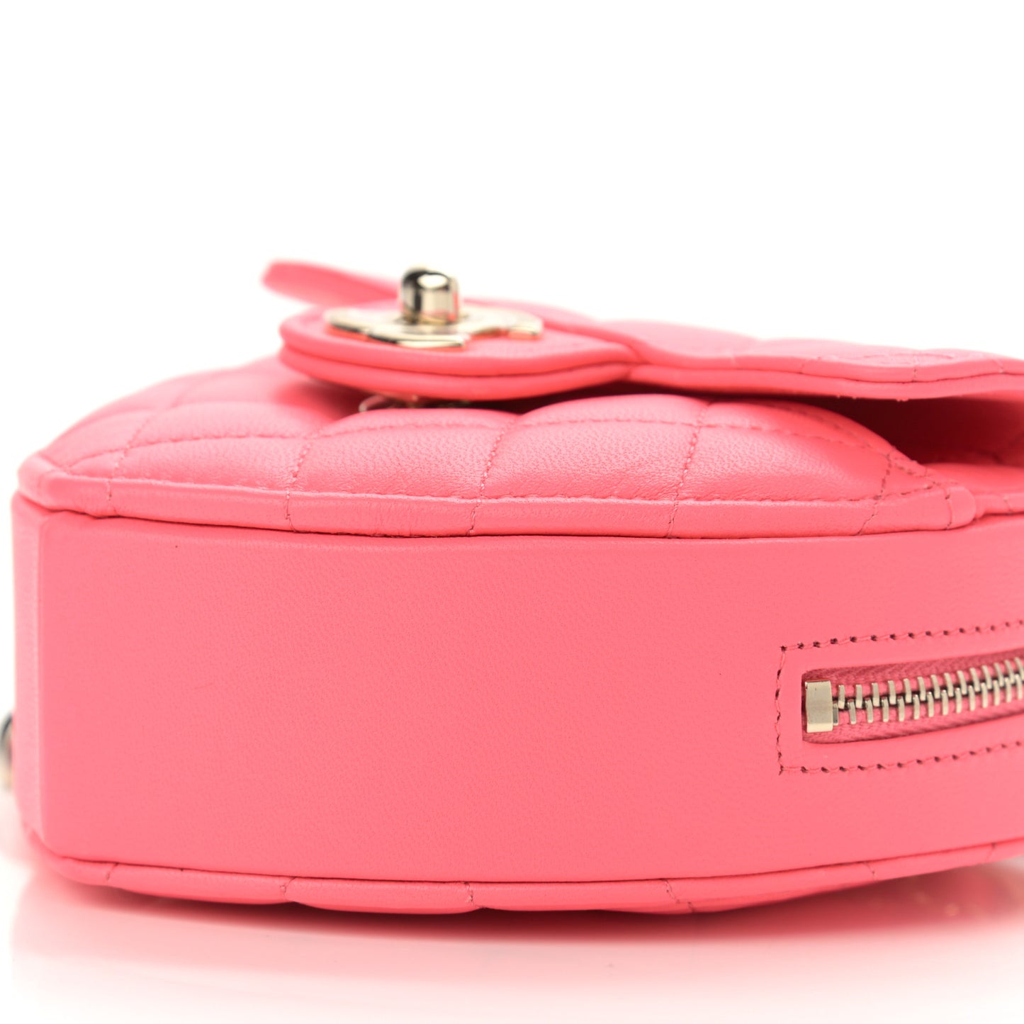 Lambskin Quilted CC In Love Heart Clutch With Chain Pink