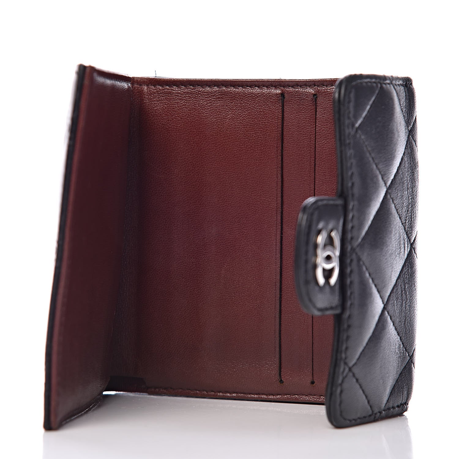 Chanel Lambskin Quilted Double Sided Wallet Black 5 of 13