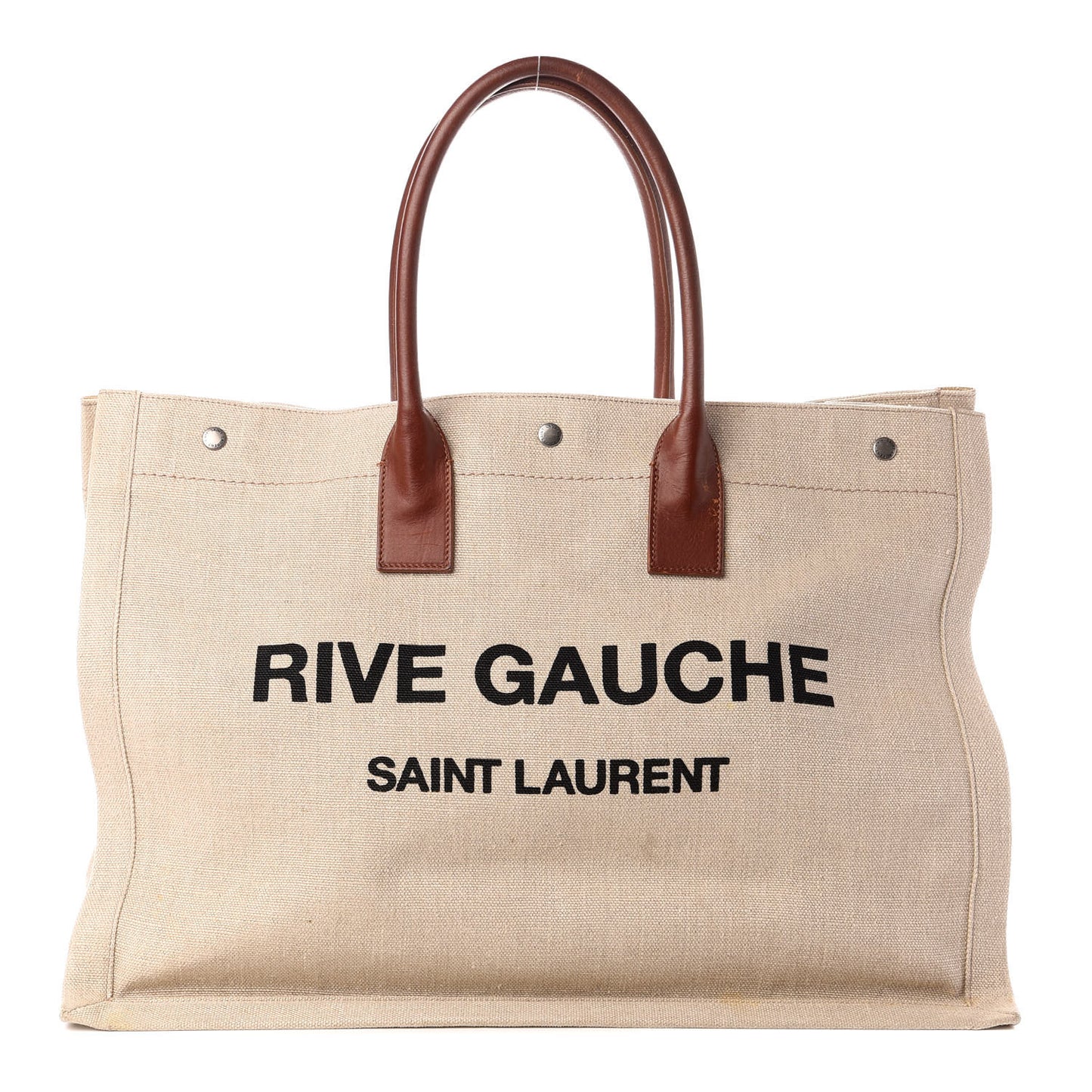 Linen Calfskin Rive Gauche Tote Tan