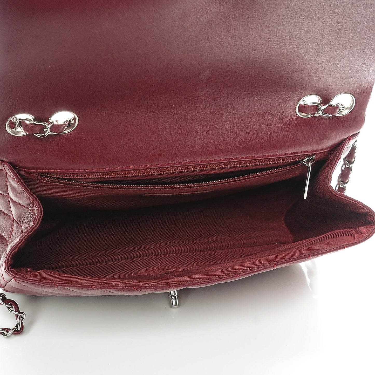 Lambskin Surpique Chevron Medium Single Flap Dark Red