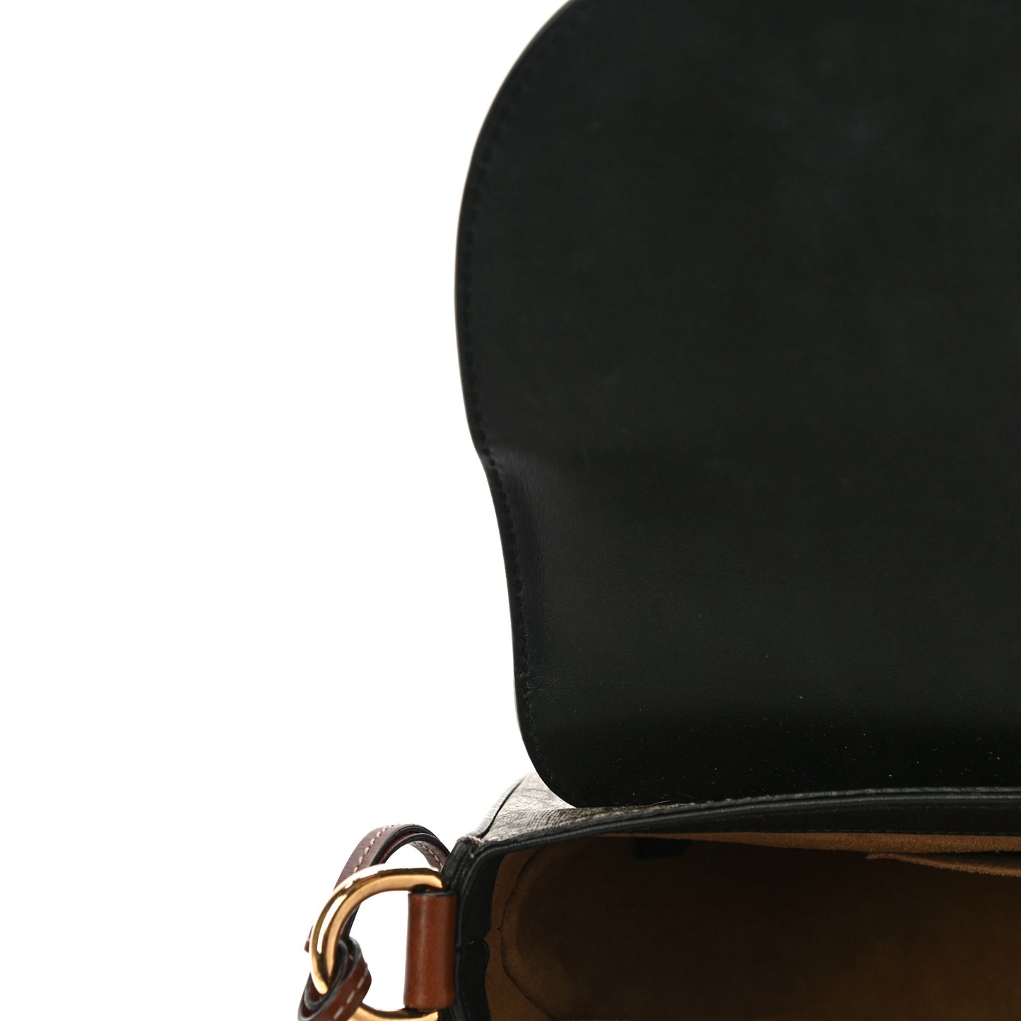 GG Supreme Monogram Web Medium Padlock Messenger Shoulder Bag Black