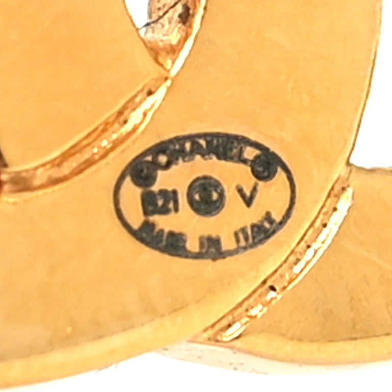 Chanel Metal CC Paris Button Stud Earrings Gold 4 of 4