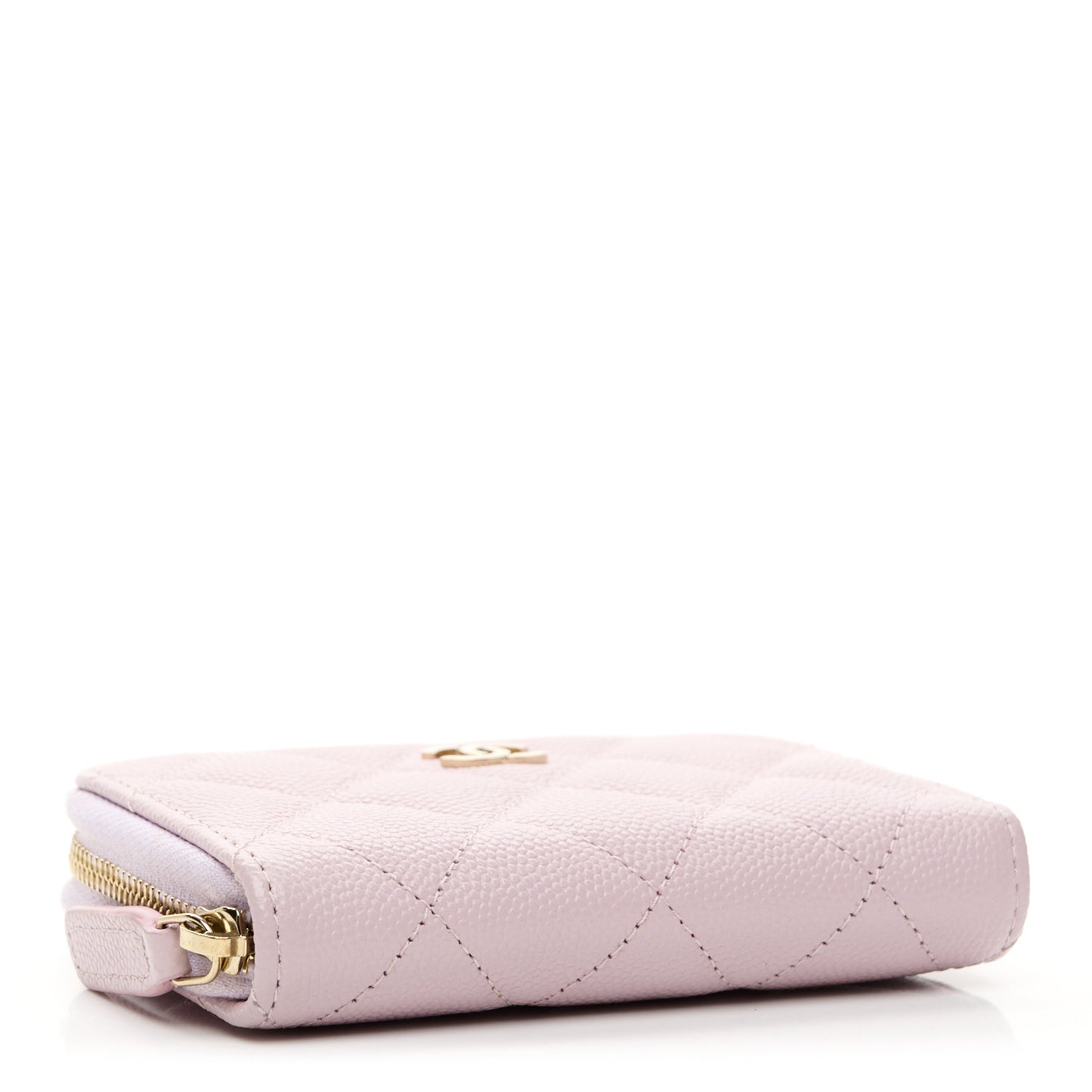 Caviar Quilted Zip Coin Purse Light Pink
