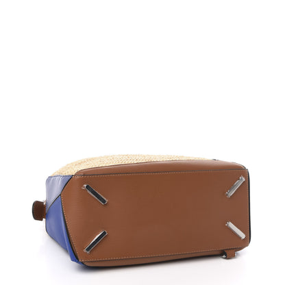Loewe Calfskin Raffia Paula's Ibiza Medium Puzzle Bag Blue Tan 5 of 10