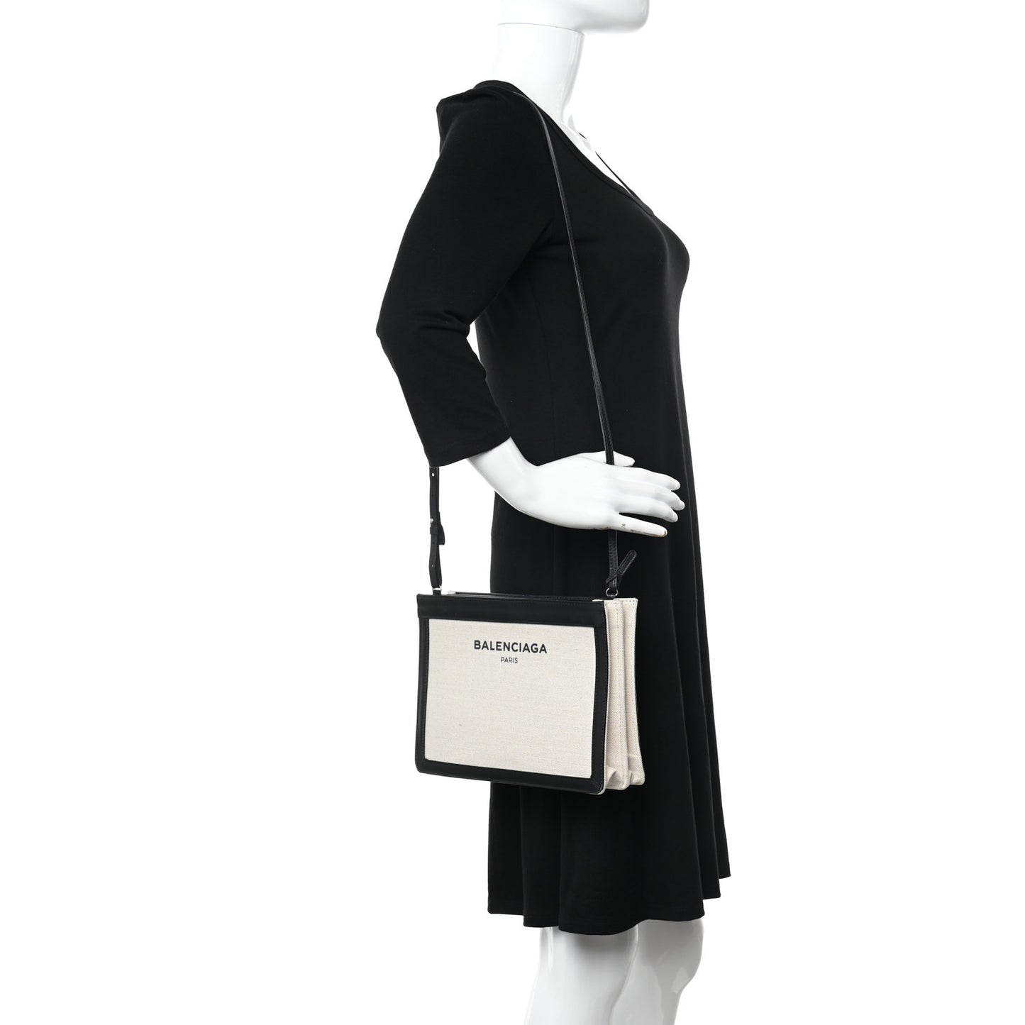 Cotton Canvas Pochette Crossbody Bag Black