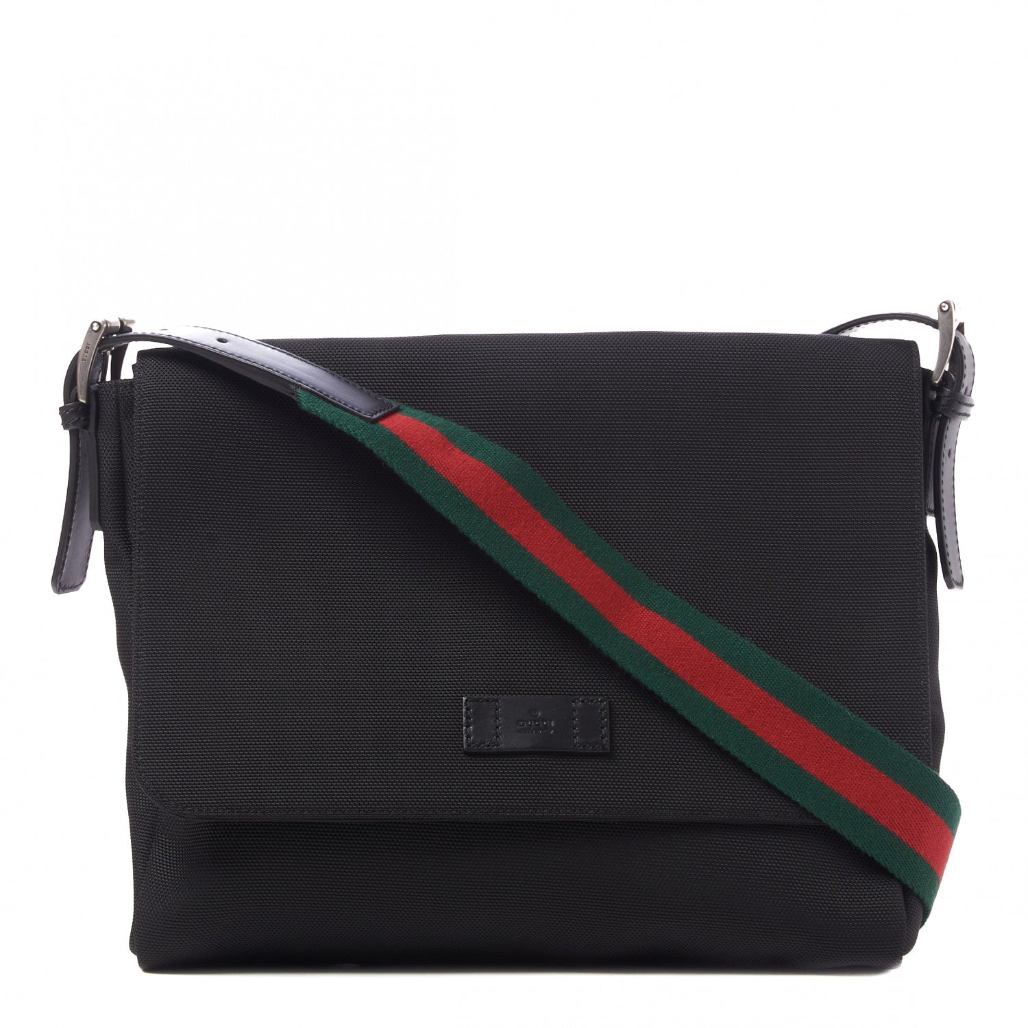 Gucci Techno Canvas Web Large Flap Messenger Bag Black 1 of 8