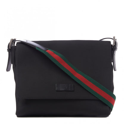 Gucci Techno Canvas Web Large Flap Messenger Bag Black 1 of 8