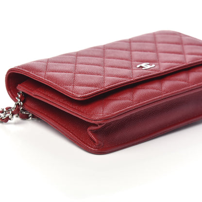 Chanel Caviar Quilted Wallet on Chain WOC Red 8 of 9