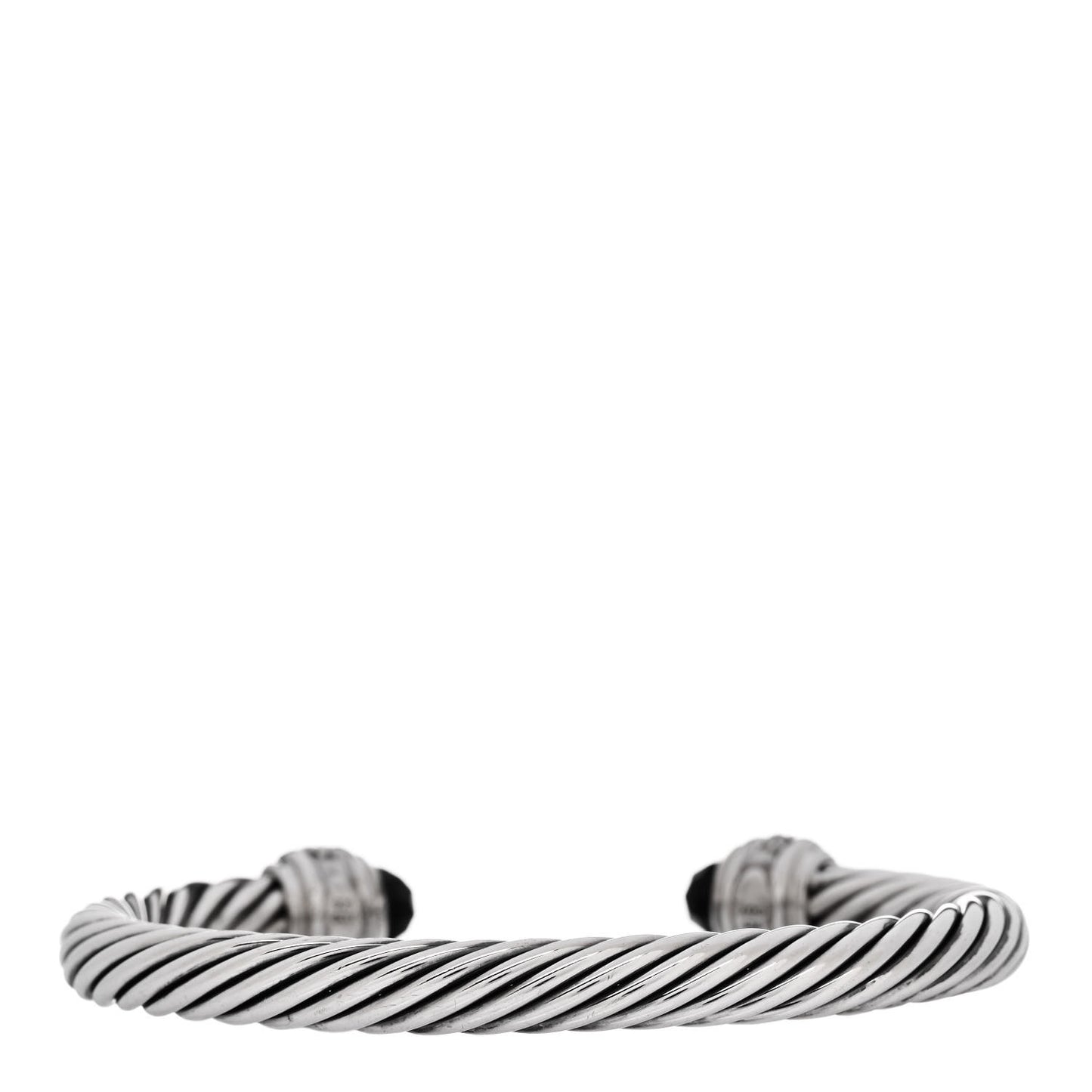 Sterling Silver Diamond Black Onyx 7mm Cable Classics Bracelet