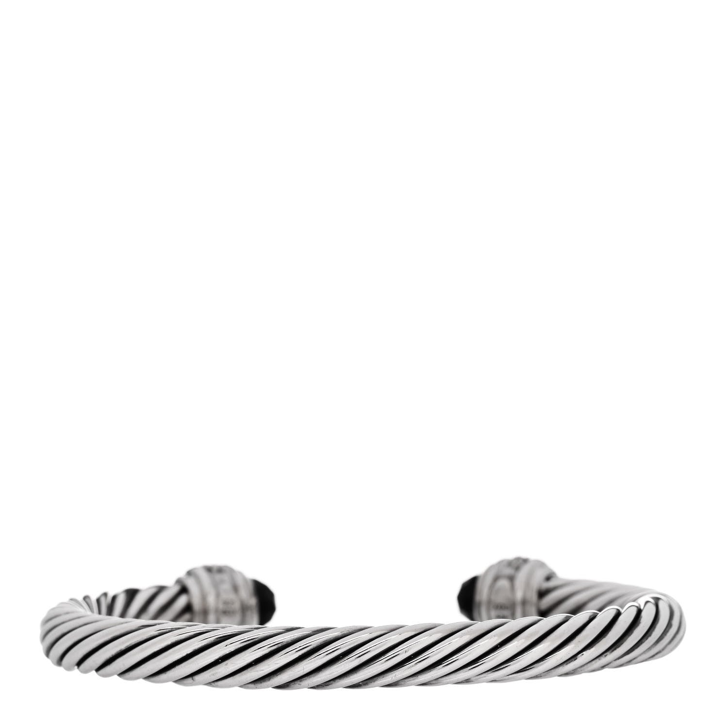 David Yurman Sterling Silver Diamond Black Onyx 7mm Cable Classics Bracelet 2 of 3