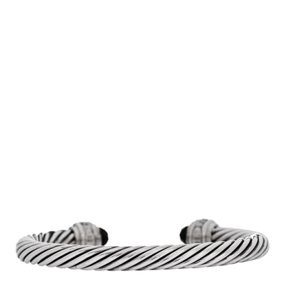 David Yurman Sterling Silver Diamond Black Onyx 7mm Cable Classics Bracelet 2 of 3