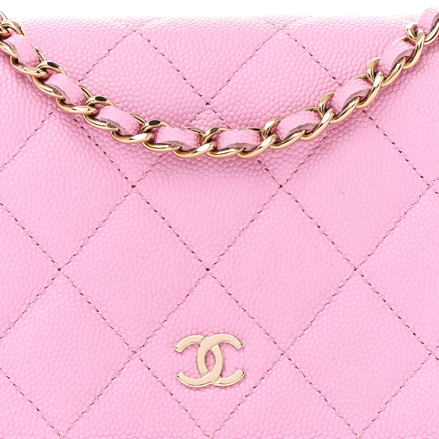 Caviar Quilted Wallet On Chain WOC Pink