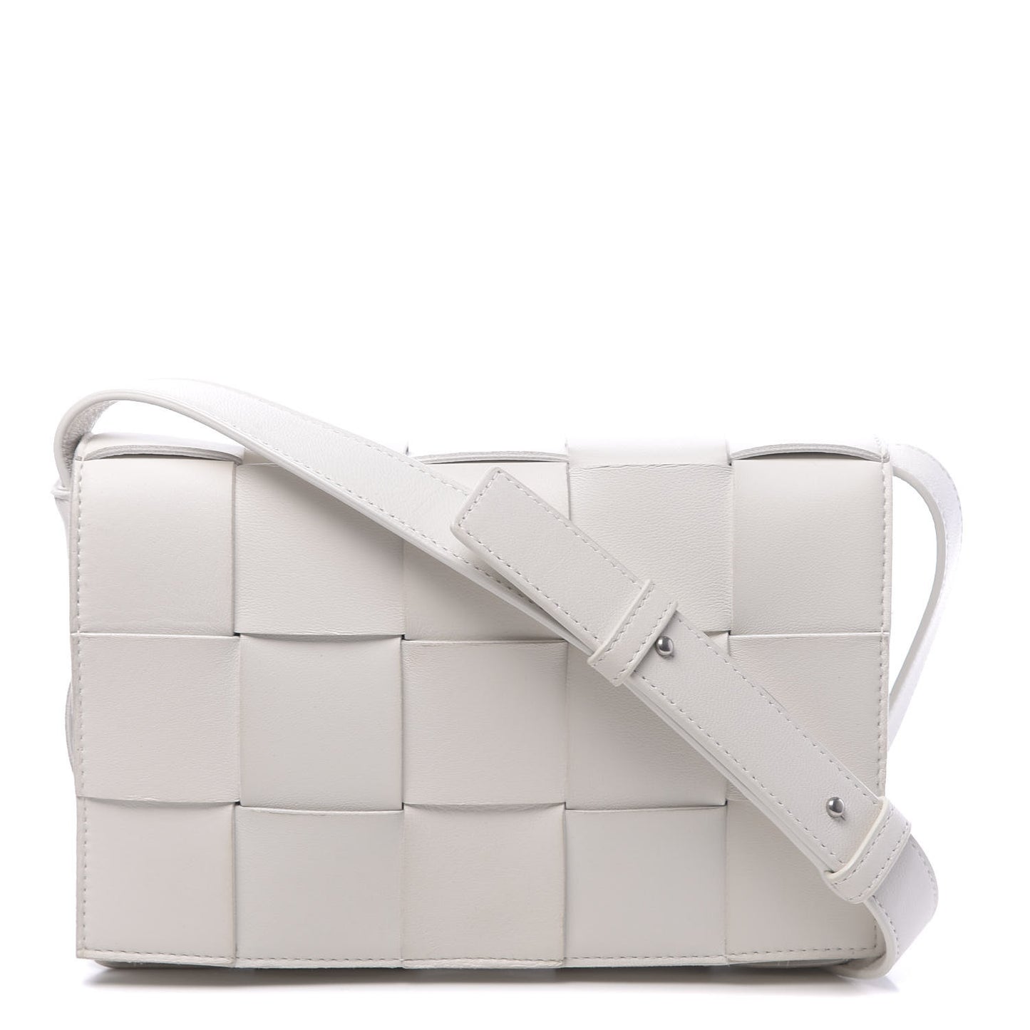 Lambskin Maxi Intrecciato Cassette Crossbody Bag White