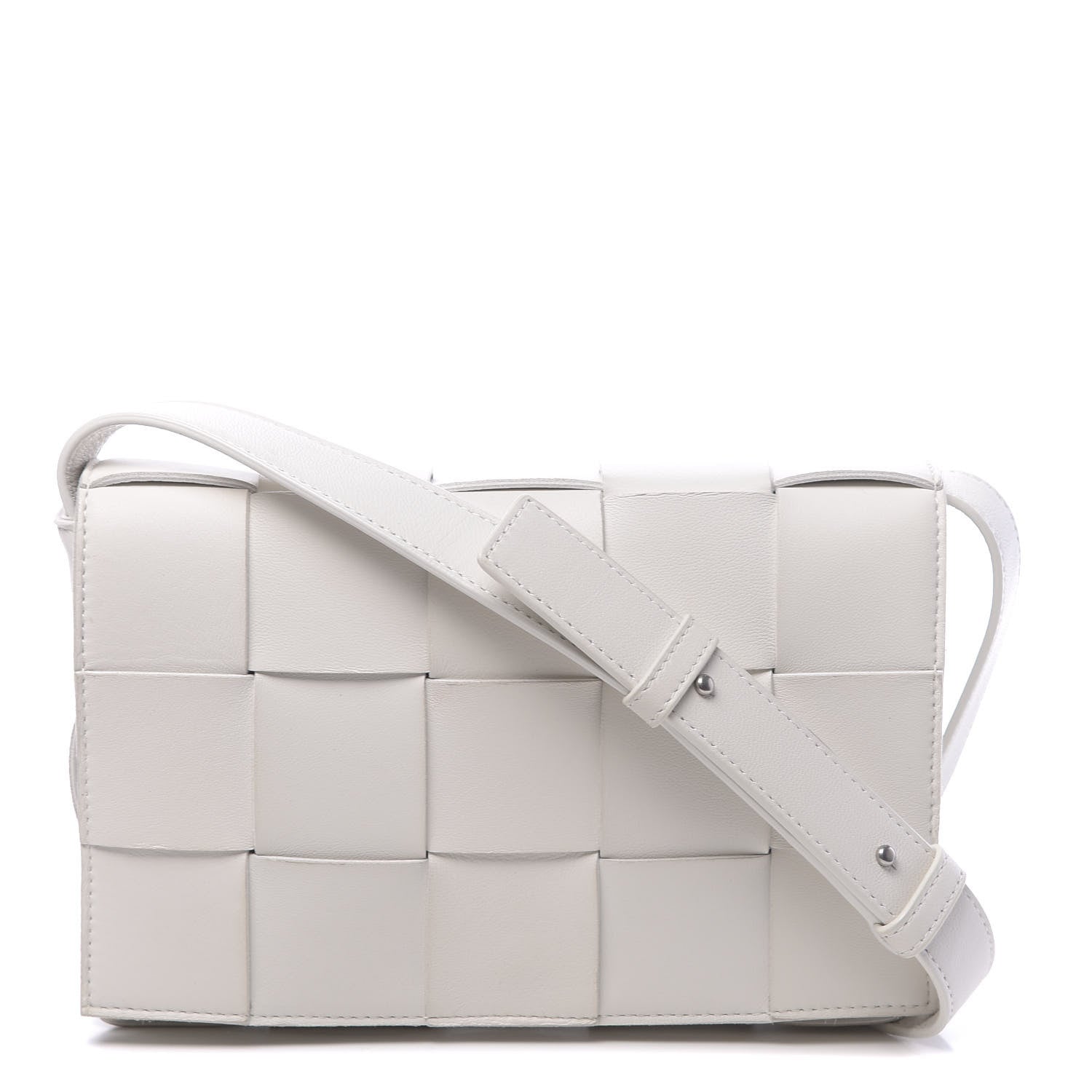 Bottega Veneta Lambskin Maxi Intrecciato Cassette Crossbody Bag White 1 of 9