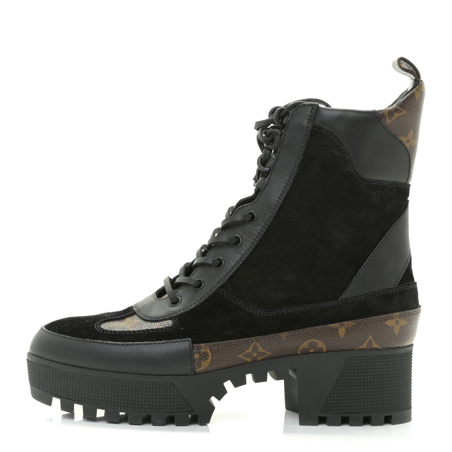 Suede Calfskin Monogram Laureate Platform Desert Boots 42 Black