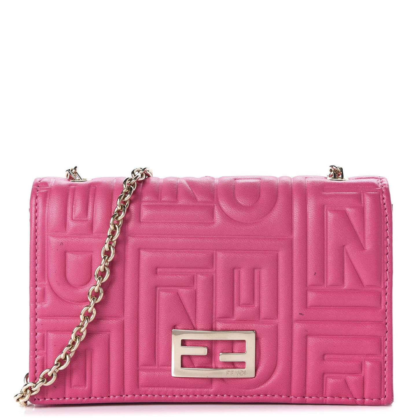 Nappa Logo Embossed Wallet On Chain Fuxia