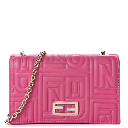 Fendi Nappa Logo Embossed Wallet On Chain Fuxia 1 of 13