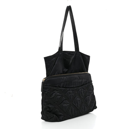 Chanel Nylon Grosgrain Large Lifestyle Pouch With Foldable Tote Black 3 of 11