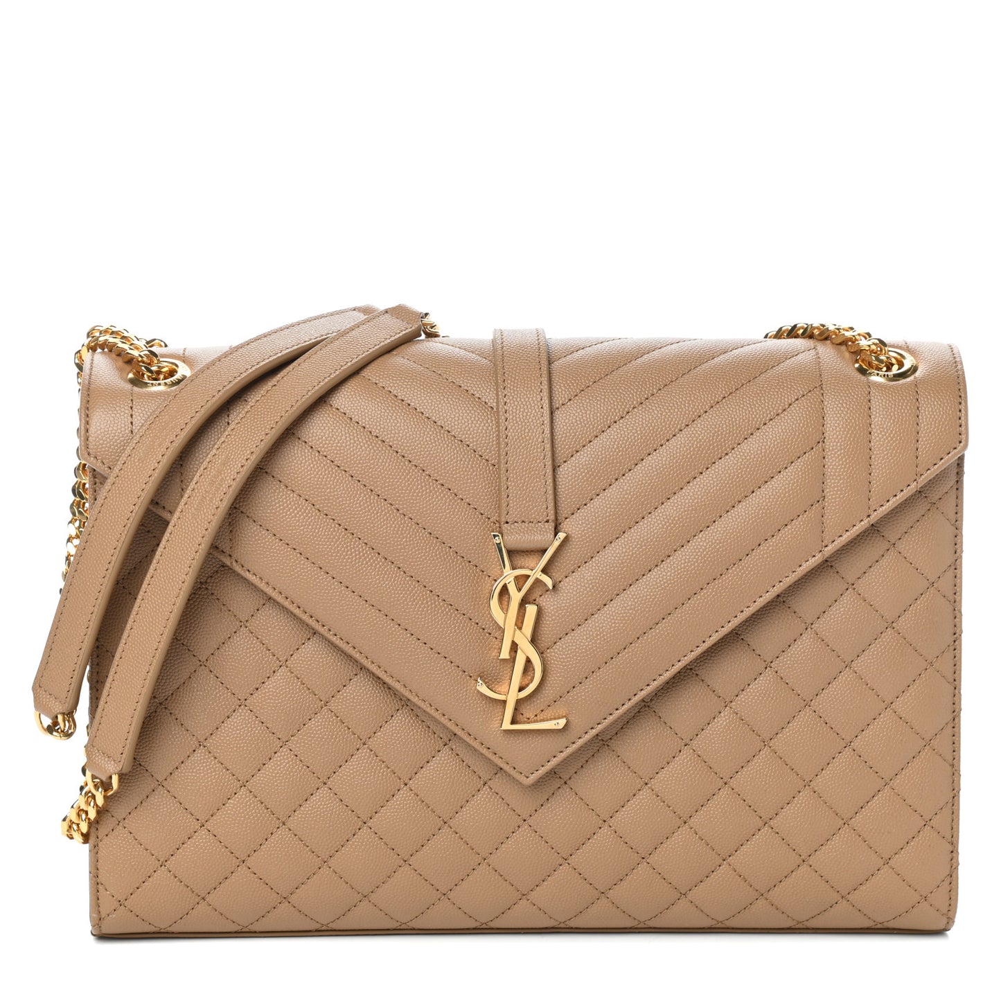 Grain De Poudre Textured Mixed Matelasse Triquilt Large Monogram Satchel Natural Tan