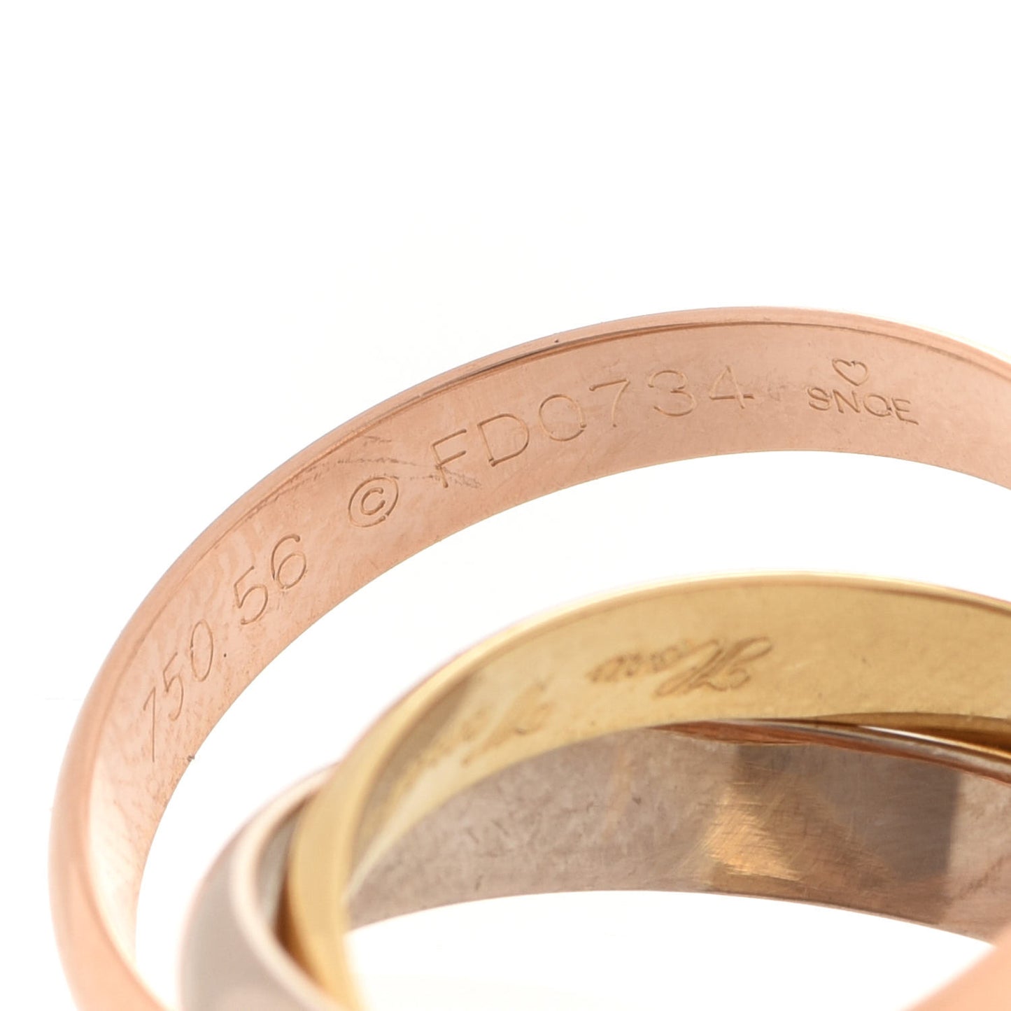 18K Pink Yellow White Gold Small Trinity Ring 56 7.5