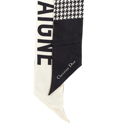 Christian Dior Silk 30 Montaigne Mitzah Scarf Black White 2 of 3