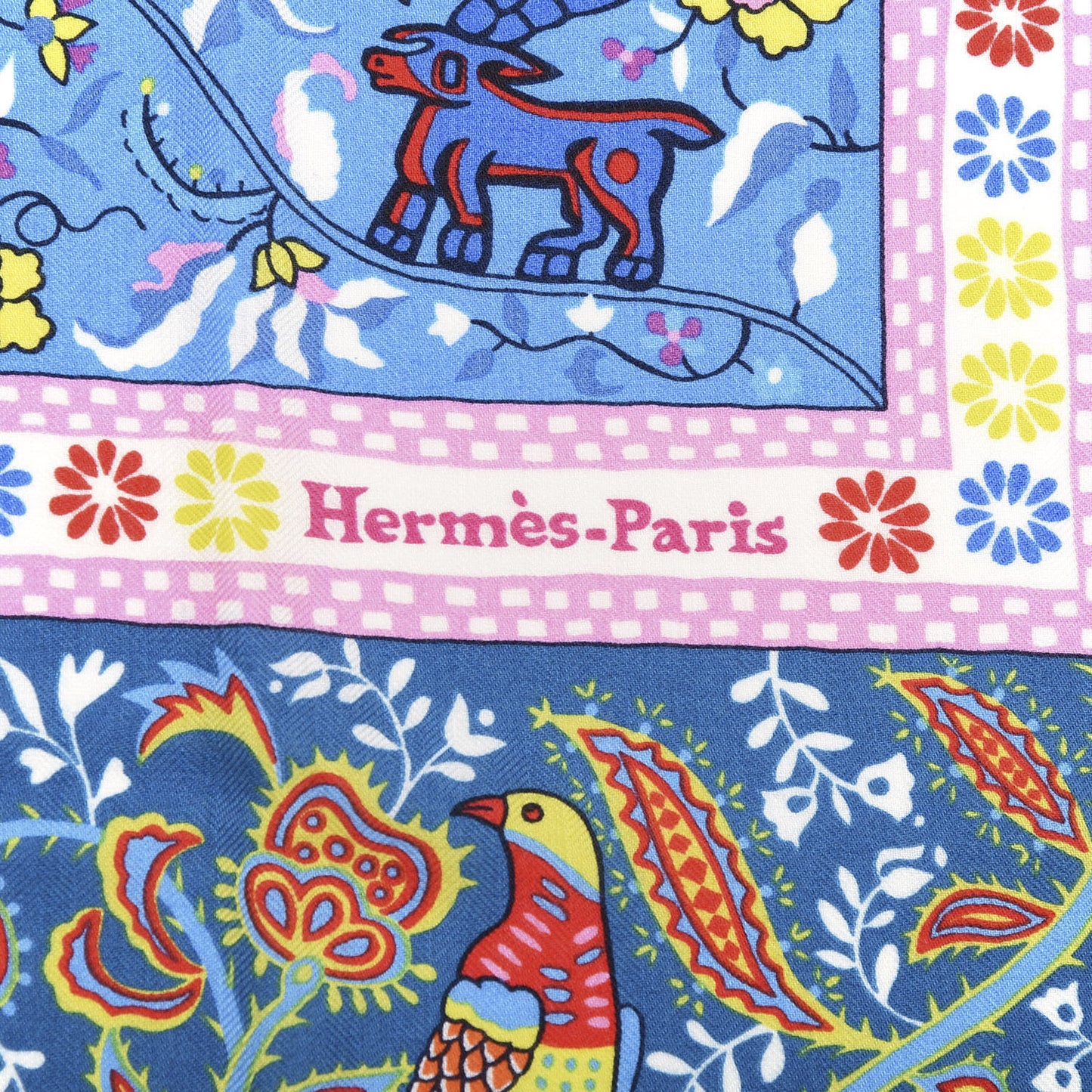 Cashmere Silk Jardins De Soie Shawl 140 Bleu Vert Rose