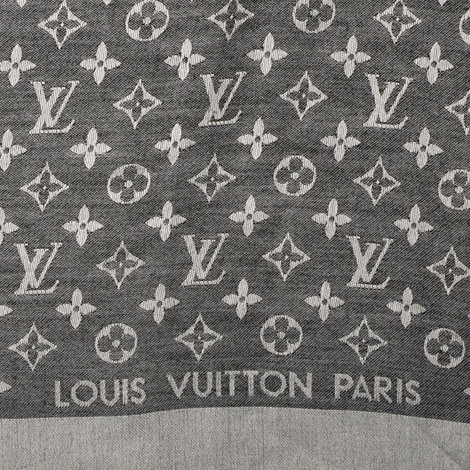 Louis Vuitton Silk Wool Monogram Denim Shawl Black 4 of 5
